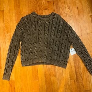 Arizona Jean Company Army Green Cable Knit Sweater
